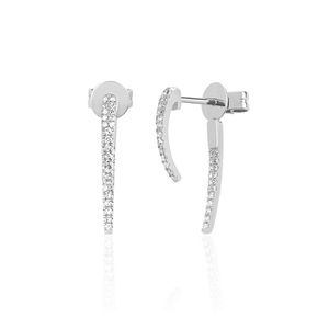 EF Collection Diamond Hook Stud Earrings - White Gold, Pair